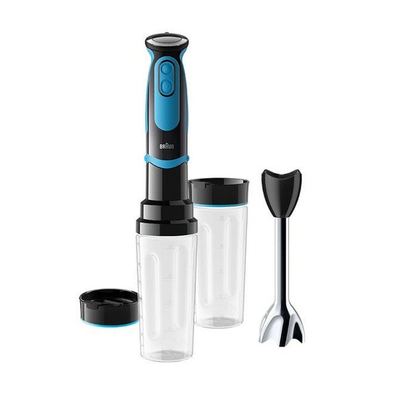Braun Minipimer 5 Vario Fit MQ 5252 BKBL Batidora de Brazo 1000W Negra/Azul + 2 Botellas 600ml