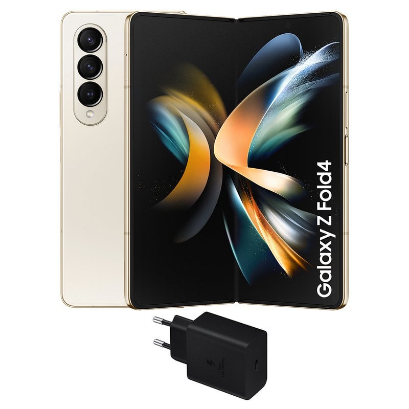 Samsung Galaxy Z Fold4 12/512GB Beige Libre + Cargador de Pared 25W Reacondicionado