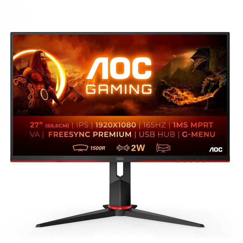 AOC C27G2U/BK 27" LED FullHD 165Hz FreeSync Premium Curvo